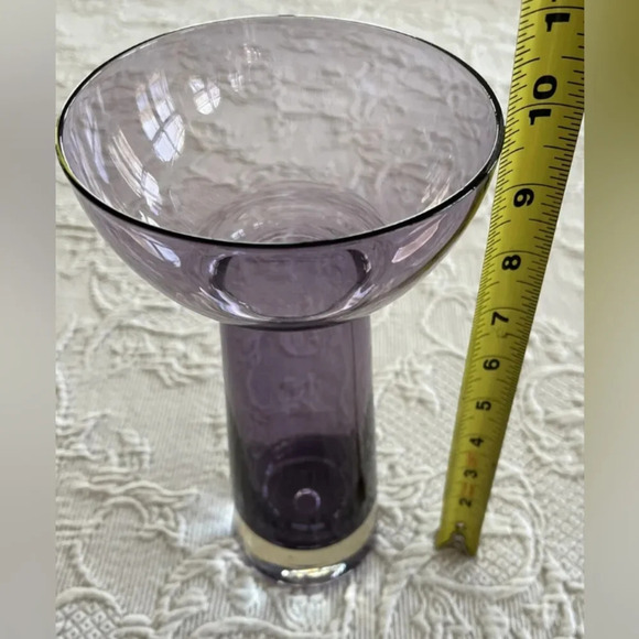 Vtg Krosno Poland Hand Blown Purple Candle Holder Or Vase Suspended Bubble - Picture 7 of 10